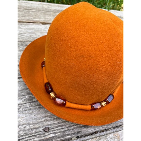 Vintage 1960s Wool Felt Bucket Hat Beaded Band Mr Johns Classic - Picture 7 of 14